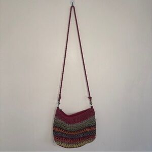 The Sak Rainsbow Colorful Striped Knit Crossbody Bag